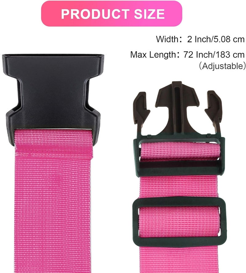 collwait Luggage Straps for Suitcases TSA Approved, Travel Belt Suitcase Belt, Suitcase Straps TSA Approved, Luggage Belt Strap TSA Approved, Travel Straps for Luggage, Luggage Band Bag Straps, Pink - Image 3